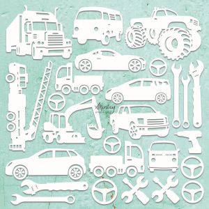 Елементи от бирен картон "Vehicles Set", Mintay Papers