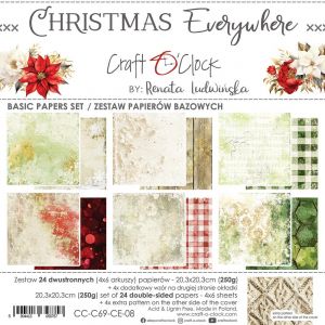 Дизайнерски фонови хартии "Christmas Everywhere", 20см, Craft o'Clock