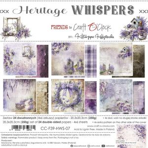 Дизайнерски хартии "Heritage Whispers", 20см, Craft o'Clock