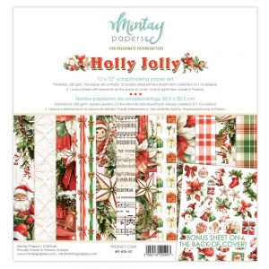 Дизайнерски хартии "Holly Jolly", 30см, Mintay Papers