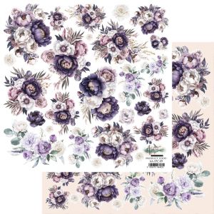Дизайнерски лист с елементи за изрязване "In Purple Color – Flowers", Alchemy of Art