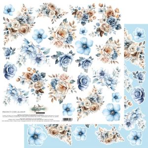 Дизайнерски лист с елементи за изрязване "In Shades of Blue – Flowers", Alchemy of Art
