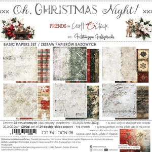 Дизайнерски фонови хартии "Oh, Christmas Night!", 20см, Craft o'Clock
