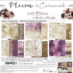 Дизайнерски фонови хартии "Plum & Caramel", 20см, Craft o'Clock