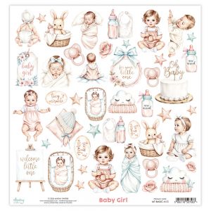 Дизайнерски лист с елементи за изрязване "Baby Girl", Mintay Papers