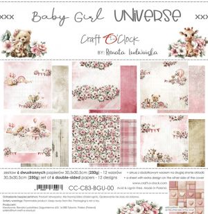 Дизайнерски хартии "Baby Girl Universe", 30см, Craft o'Clock