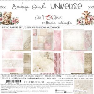 Дизайнерски фонови хартии "Baby Girl Universe", 20см, Craft o'Clock