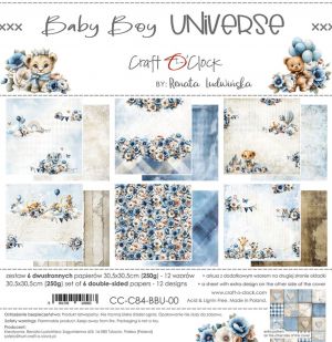 Дизайнерски хартии "Baby Boy Universe", 30см, Craft o'Clock