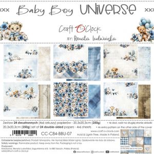 Дизайнерски хартии "Baby Boy Universe", 20см, Craft o'Clock