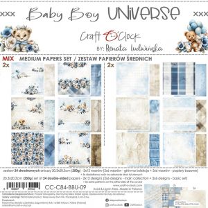 Дизайнерски и фонови хартии "Baby Boy Universe Mix", 20см, Craft o'Clock