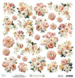 Дизайнерски лист с елементи за изрязване "Family Stories-Flora", Mintay Papers