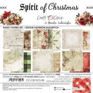Дизайнерски фонови хартии "Spirit of Christmas", 20см, Craft o'Clock
