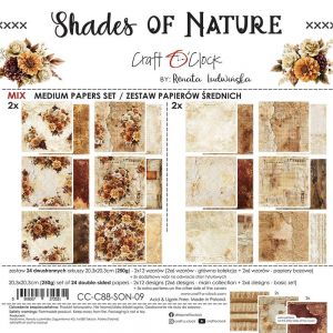 Дизайнерски и фонови хартии "Shades of Nature Mix", 20см, Craft o'Clock