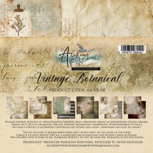 Дизайнерски хартии "Vintage Botanical", 20см, 12л., Alchemy of Art