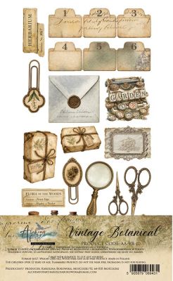 Дизайнерски елементи за изрязване "Vintage Botanical", 6л., Alchemy of Art
