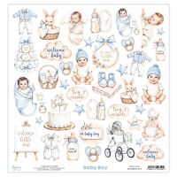 Дизайнерски лист с елементи за изрязване "Baby Boy", Mintay Papers
