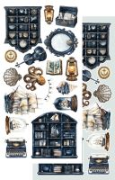Дизайнерски елементи за изрязване "Ocean Blue", 12л., Alchemy of Art
