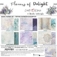 Дизайнерски фонови хартии "Flowers of Delight", 20см, Craft o'Clock