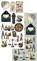 Дизайнерски елементи за изрязване "Vintage Botanical", 6л., Alchemy of Art